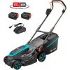 Battery-Lawn Mower PowerMax 37/36V P4A Ready-To-Use Set, 36Volt (2x18V) (black/Grey, 2x Li-Ion Battery 4,0Ah, POWER FOR ALL ALLIANCE)