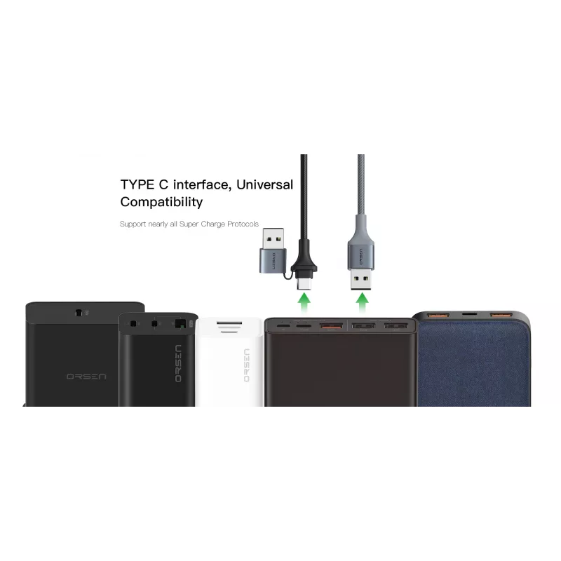 USB Type-C 2-in-1 cable Orsen S8, 5A, 1.5 m (fast charging/data)