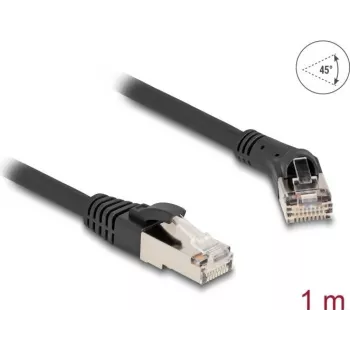 Network Cable DeLOCK RJ45 Cat.8.1 S/FTP 45° right angled 1m black