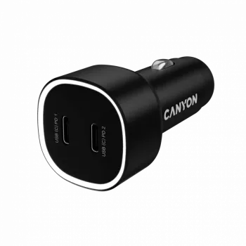 Car charger CANYON OnDrive 60 PD 60W 2xUSB-C — 60W power, 2 USB-C ports, black