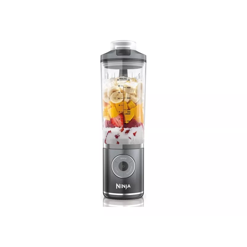 Portable blender Ninja BC251EUGY, 0.57 L bowl, 11.1 V battery, stainless steel blades, transparent/grey