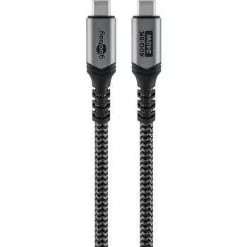 Goobay USB Cable-C with Braided Sleeve, USB4, 240 W, 40 Gbit/s, Power Delivery, 1,5 M (1.50m, USB 4.0, 240W), USB Cable