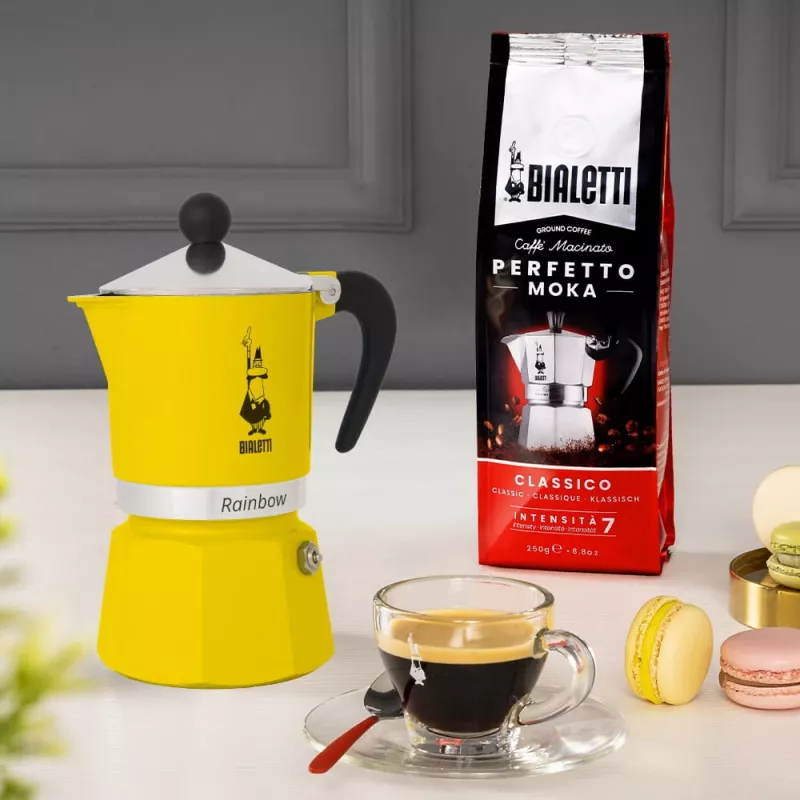 Moka pot Bialetti Rainbow Black Yellow
