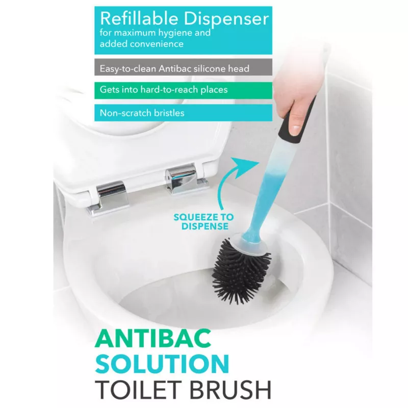 Toilet brush Beldray LA033996UFFEU7 Antibac Grey, antibacterial toilet cleaning brush