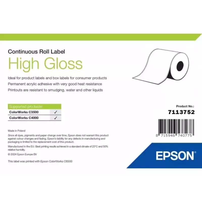 Label roll Epson high gloss continuous 51 mm × 33 m (model 7113752)