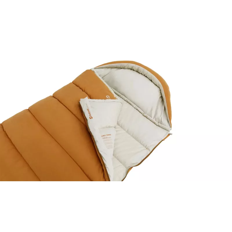Sleeping bag Outwell 230506 semi-rectangular for adults, 2300×850 mm, max user height 195 cm, cotton/nylon/polyester (recycled), yellow