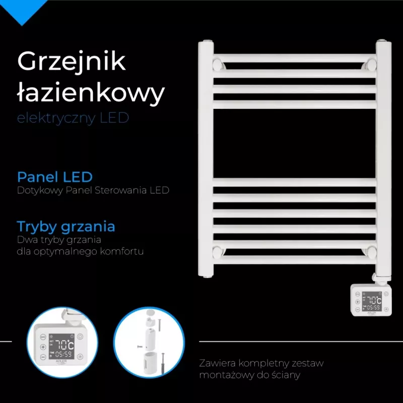 LED Electric Bathroom Radiator | AD 7823 | Radiator | 400 W | White | IP24