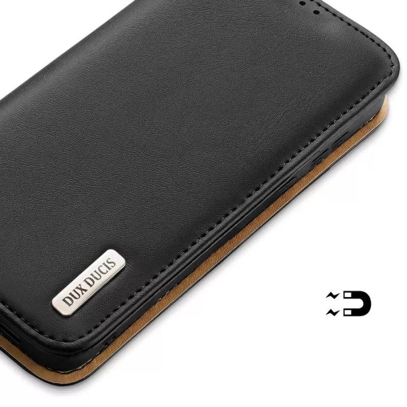 Dux Ducis Dux Ducis Hivo Ledertasche with Klappe Naturleder Brieftasche Case for Karten and Dokumente Samsung Galaxy S22+ (S22 Plus) Black