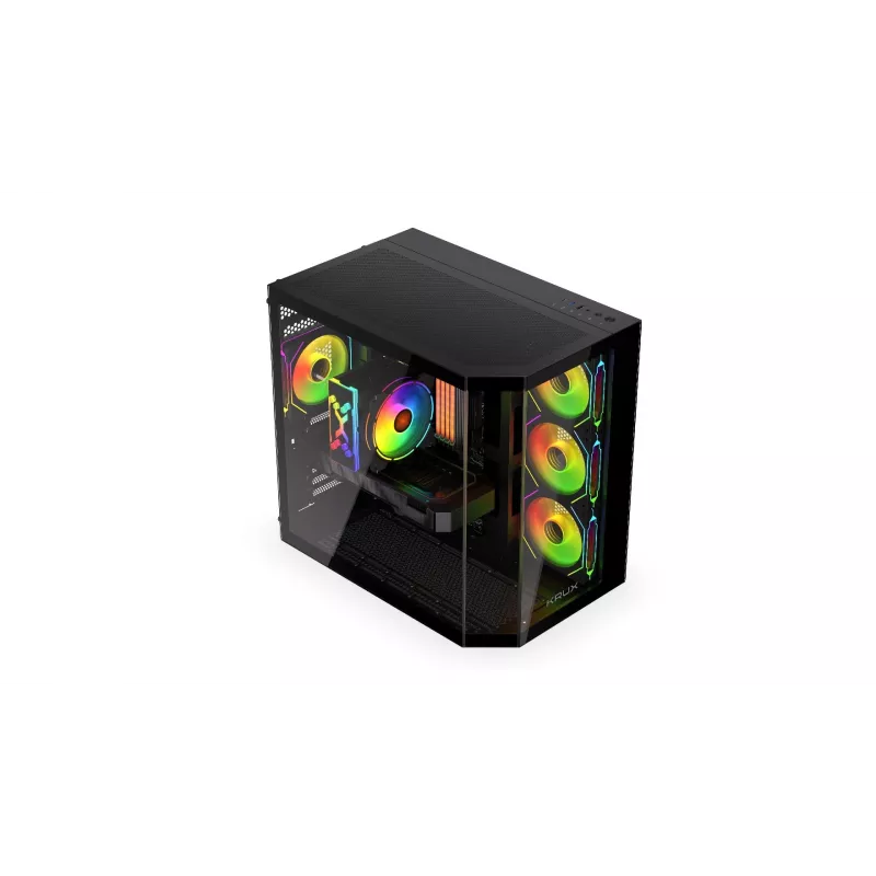PC tower case KRUX Empero KRXD010, ATX, black — supports GPUs up to 420 mm, CPU coolers up to 155 mm, 2x 3.5 inch + 3x 2.5 inch bays