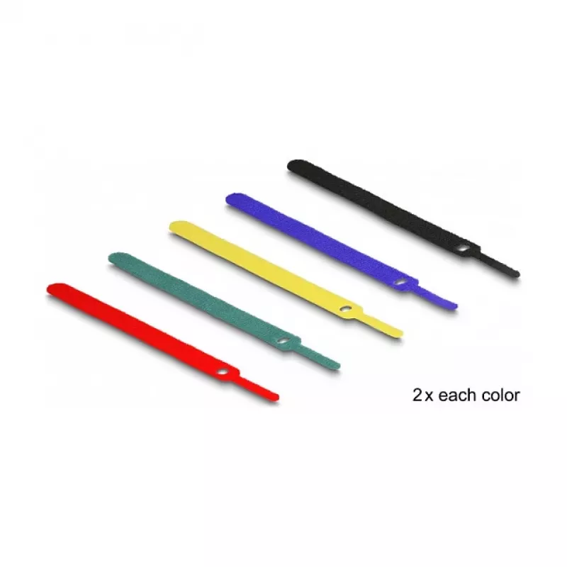 Hook & loop cable tie DeLOCK 19076 150x12mm Assorted colours Set of 10