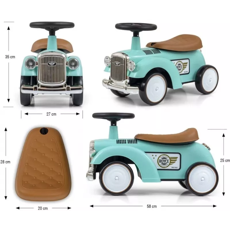 Ride-on toy milly mally Royce in mint color — model 5473