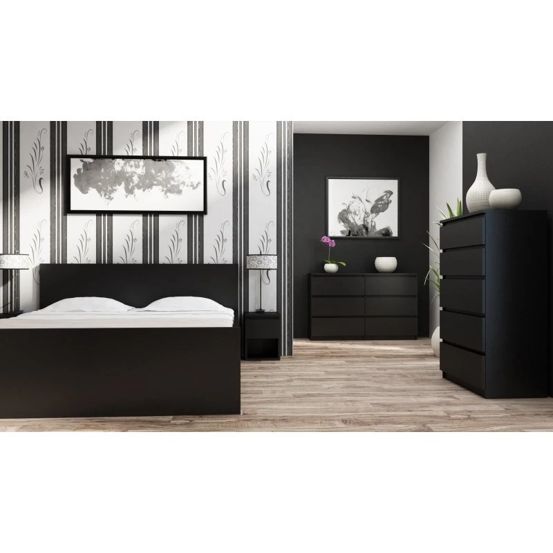 Chest of drawers Top e Shop M5 CZERŃ, 5 drawers, black, 700×400×1120 mm, particle board