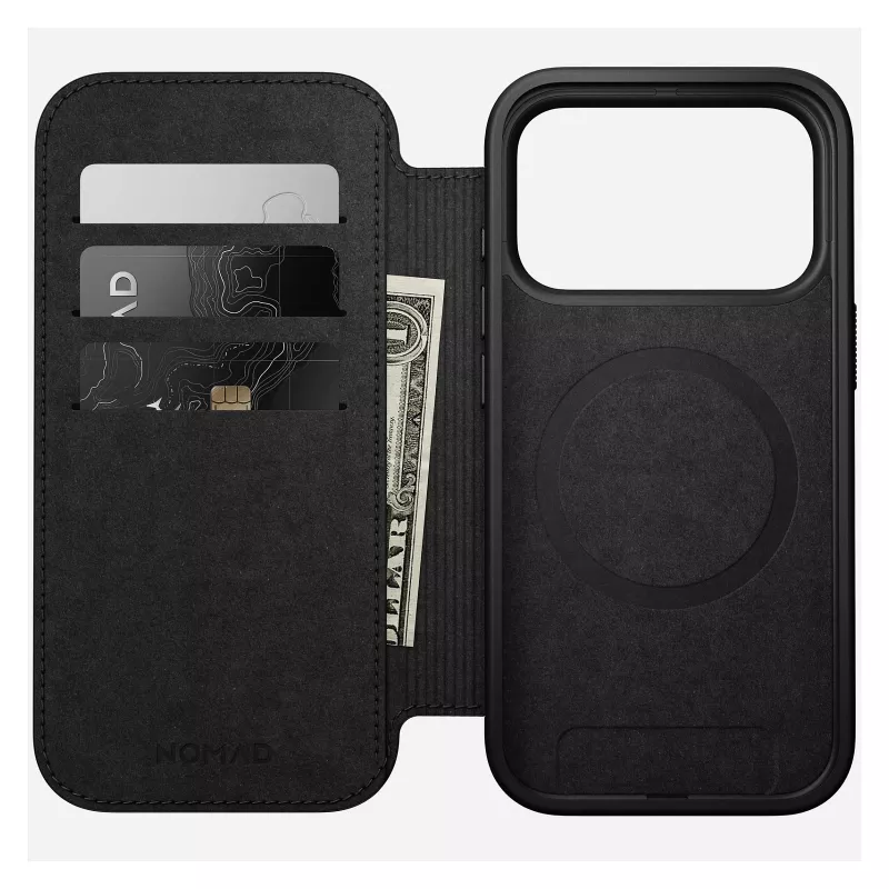 Leather folio phone cover Nomad Modern Leather Folio for iPhone 17 Pro — brown, fits 6.3 inch (16 cm), 4 card pockets