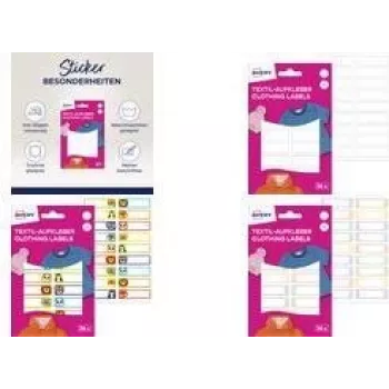 Label sheets Avery ETVET36M — name labels, assorted colors, pre-cut adhesive sheets
