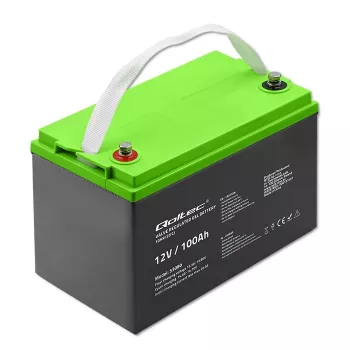 Gel battery QOLTEC 53080 12V 100Ah — sealed rechargeable battery for backup power