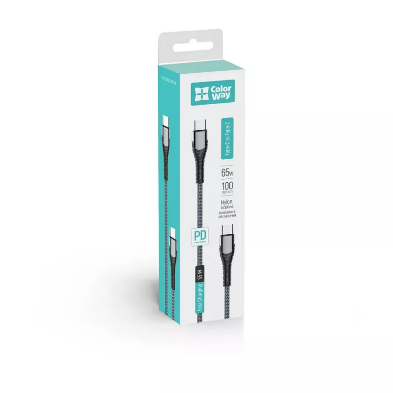 USB Type-C charging cable ColorWay CW-CBPDCC040-GR, 65W PD, 1 m, green