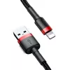 USB-A to Lightning cable Baseus Cafule 2.4A QC 3.0, 1 m — black/red