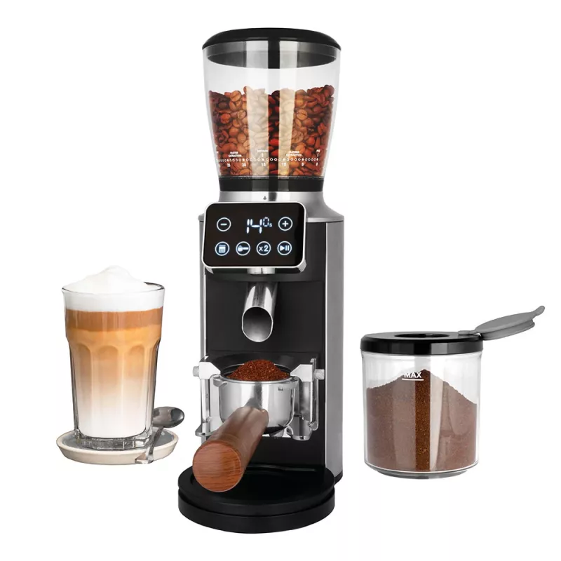 Burr coffee grinder GASTROBACK Design Pro Touch 30 — conical burr, 300 g hopper, 150 W, black/transparent