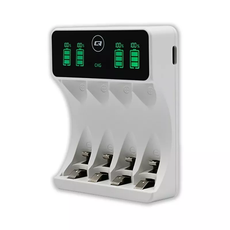Battery charger QOLTEC 50848 for NiMH AAA (R03) and AA (R6) cells with LCD display