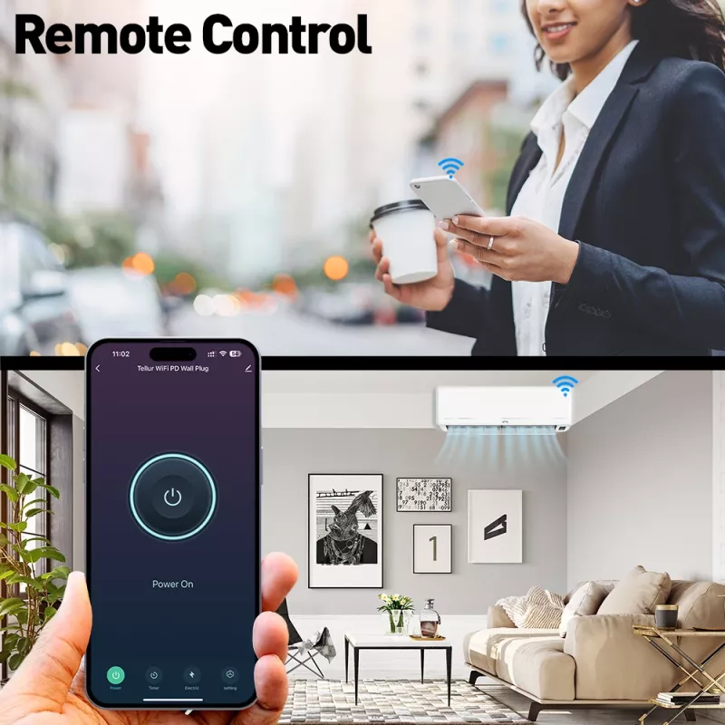 Smart WiFi Wall Plug Tellur TLL331531 — 3600W 16A, Wi‑Fi remote control