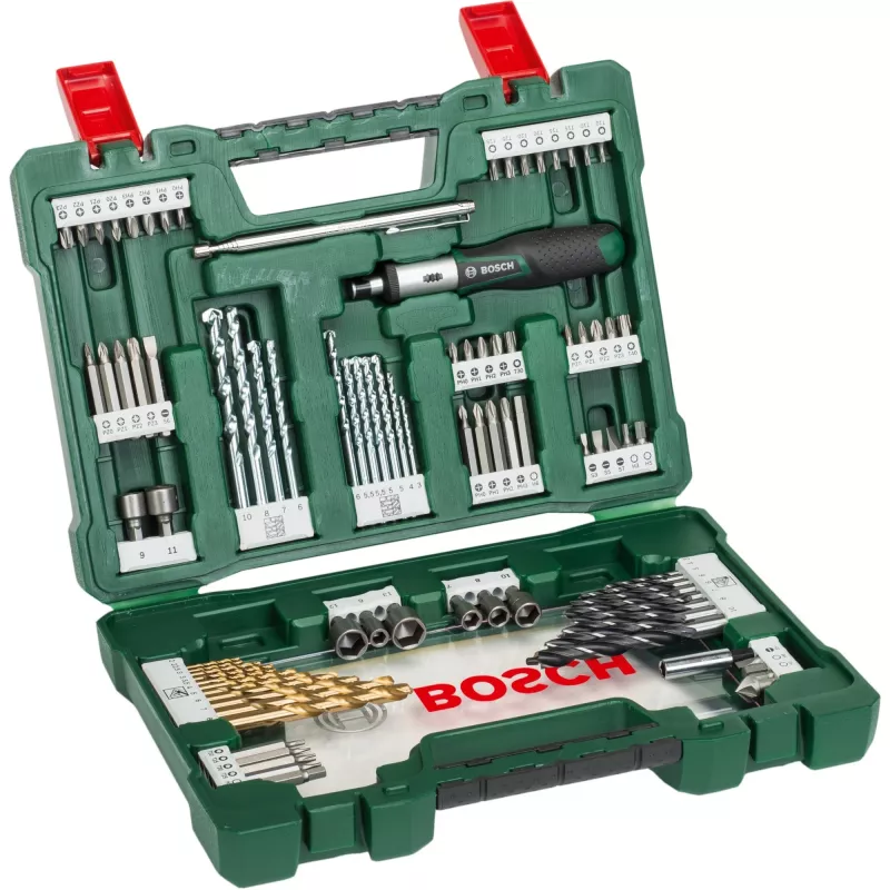 V-Line TIN Drill Bit- / Bit-Set, 91-piece, Drill Bit- & Bit-Set (Green)