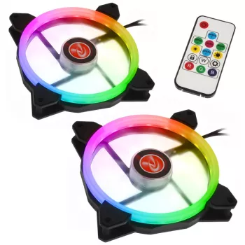 RAIJINTEK IRIS 14 Rainbow RGB LED fan 140mm, 2-piece set with controller