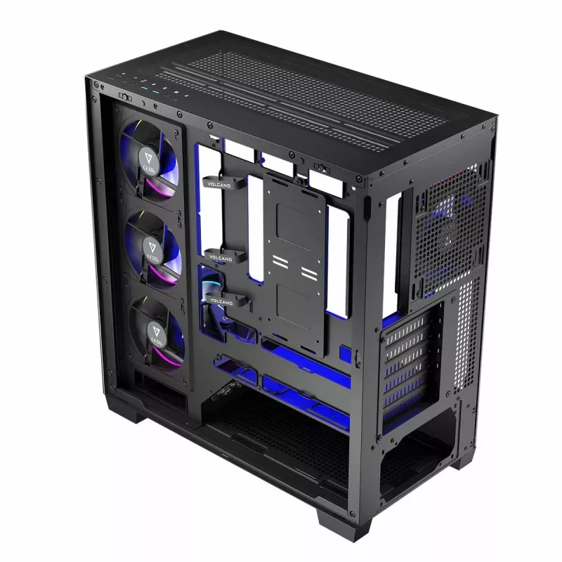 PC Case MODECOM Volcano Stellar 5F ATX Midi Tower, tempered glass, 5 preinstalled fans, USB‑C, supports microATX/ATX, max GPU 420mm, CPU cooler height 175mm
