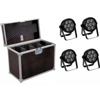 LED spot light EUROLITE 7C-7 Silent Slim 4x with carrying case, compact 4-unit kit