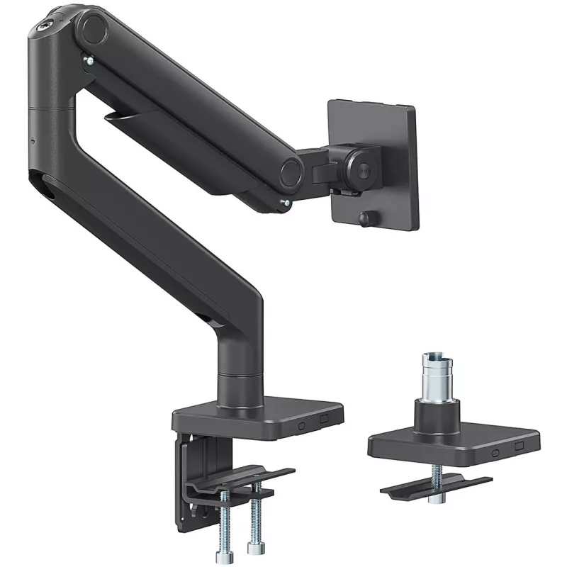 Monitor Mount DIGITUS Single, clamp, for up to 49 inch (124.5 cm), 20 kg, VESA 75x75–100x100, tilt -20° to 50°, height adjustable, black