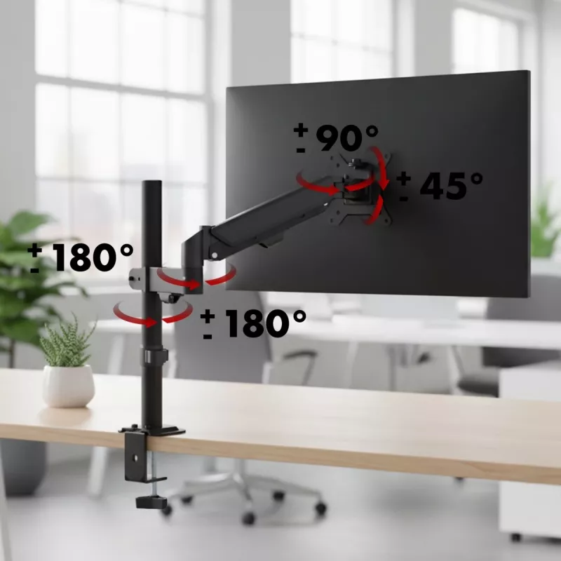 Monitor mount MACLEAN MC-135 gas spring for 17 inch–32 inch screens, load 2–10 kg, black
