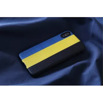 Smartphone case man and wood for iPhone X/XS — dandy blue black, protective hard shell