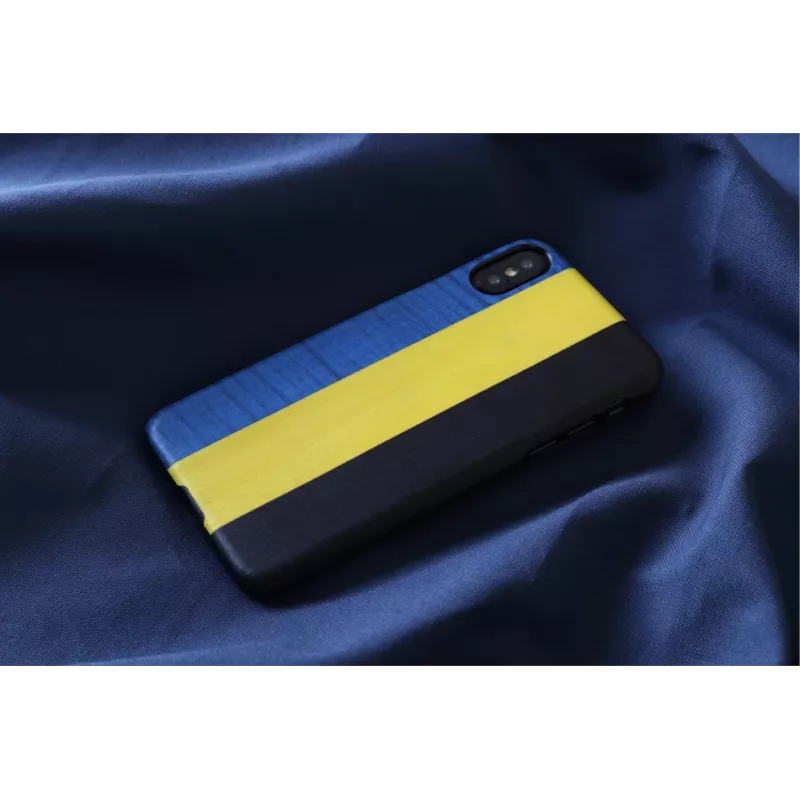 Smartphone case man and wood for iPhone X/XS — dandy blue black, protective hard shell