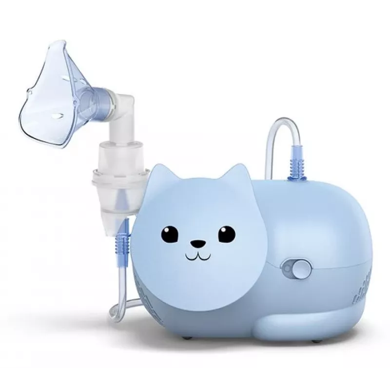 Mesh nebuliser Omron Nami Cat NE-C303K-KDE — tabletop inhaler, 0.35 ml/min, for children and adults, blue, W235×D148×H157 mm