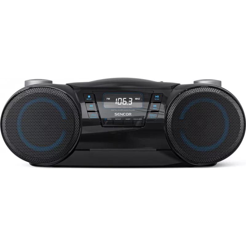 Portable Bluetooth boombox SENCOR SPT4710B — 20W total, Bluetooth 5.3, CD/USB/FM, battery or AC power