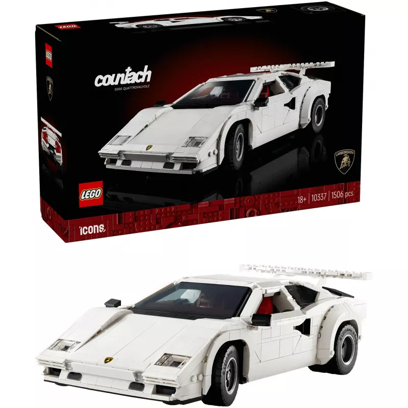 LEGO Icons building set Lamborghini Countach 5000 Quattrovalvole 10337 — display model, 1,506 pieces, 340×90×160 mm