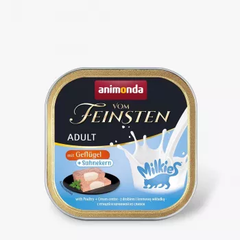 Wet cat food animonda Vom Feinsten Adult Milkies Poultry Creamy Filling 100 g tray, protein 9%, fat 5.1%, moisture 81%