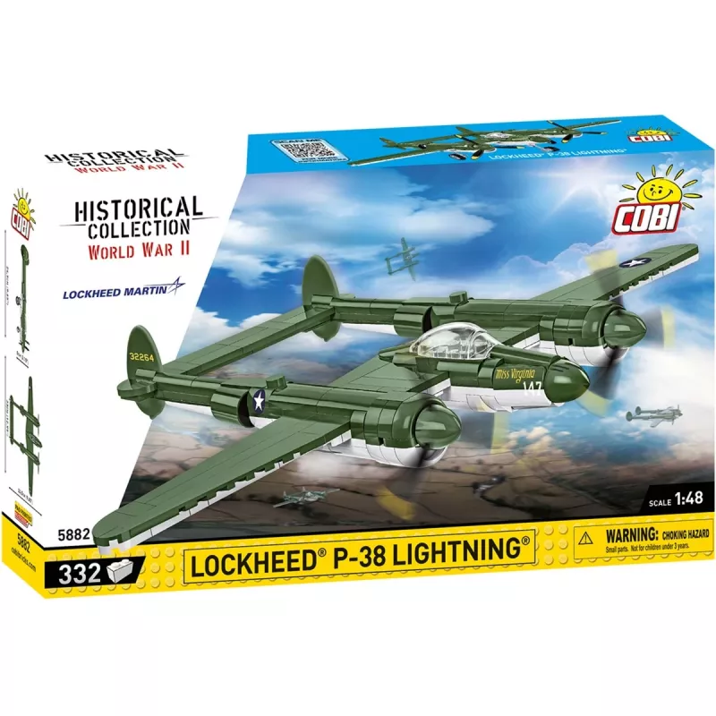 COBI Lockheed P-38 Lightning. Product type: Building blocks, Recommended age (min): 7 yr(s), Theme: Armed Forces, Number of pieces: 332 pc(s)
