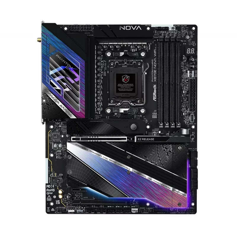 Motherboard ASROCK MK X870E NOVA WIFI AMD X870E Socket AM5 ATX, DDR5, 4x DIMM, 256GB, Wi‑Fi 7, BT 5.4, 5Gb LAN, PCIe Gen5 M.2