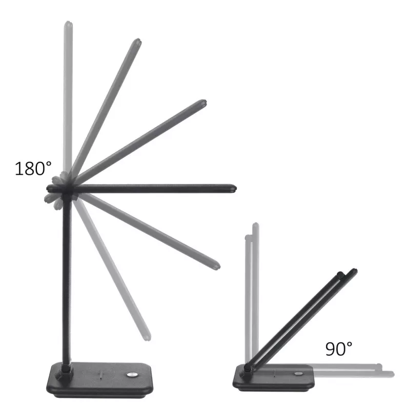 Table LED desk lamp MACLEAN MCE614B — dimmable, folding adjustable arm, 9W, 3000K/4500K/6500K, black