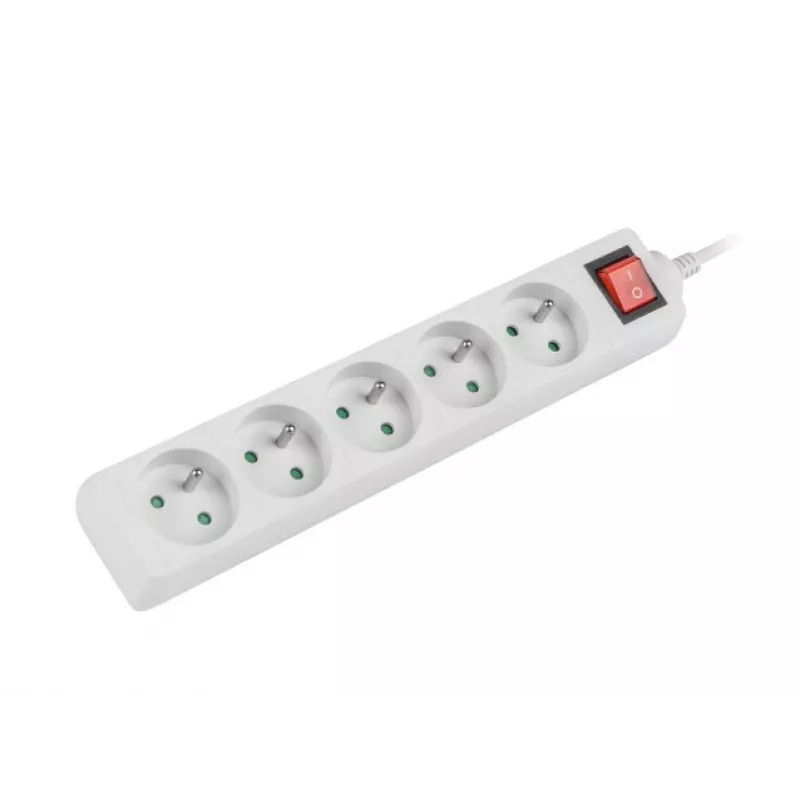 Power Extension Cable Lanberg PS1-05E-0300-W 3m 5 AC Outlets Indoor/Outdoor White