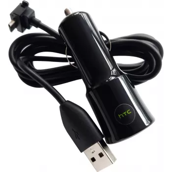 HTC CC-C120 1A Vehicle Charger + DC-M410 Micro-USB Cable in White Bulk (CC-C120)