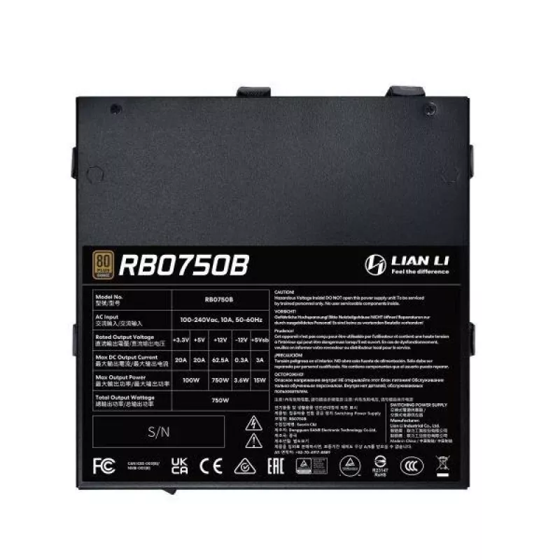 Power supply unit Lian Li RB0750B.B 750 W ATX 24-pin, 80 PLUS Bronze, 135 mm fan, black