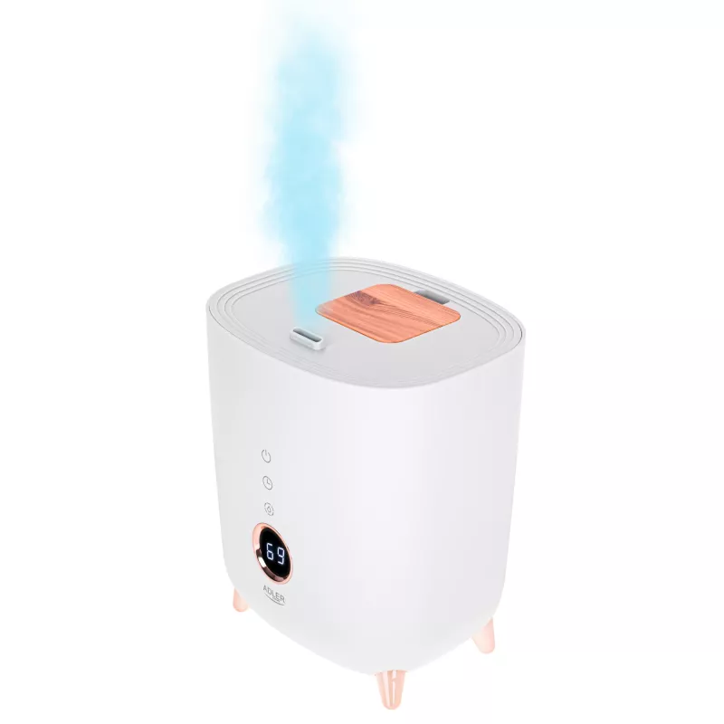 Ultrasonic humidifier Adler AD 7972 — 4 L tank, 300 ml/h, up to 35 m², 23 W, white