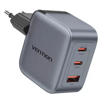 Vention GaN Charger FEXH0-EU 70W — 2x USB-C + 1x USB-A, PD 70W, 100–240V