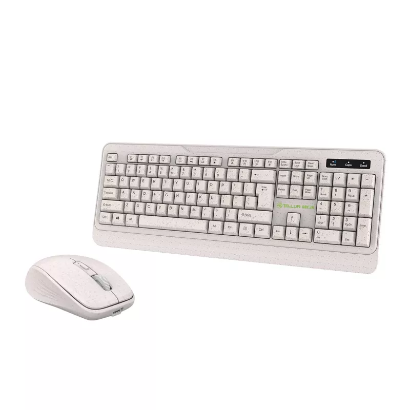 Wireless keyboard and mouse set Tellur TLL491171 with nano USB receiver, cream