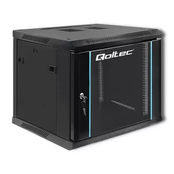 Qoltec 54466 9U 19 inch Open Frame Rack Cabinet, 60 kg Load Capacity, Black