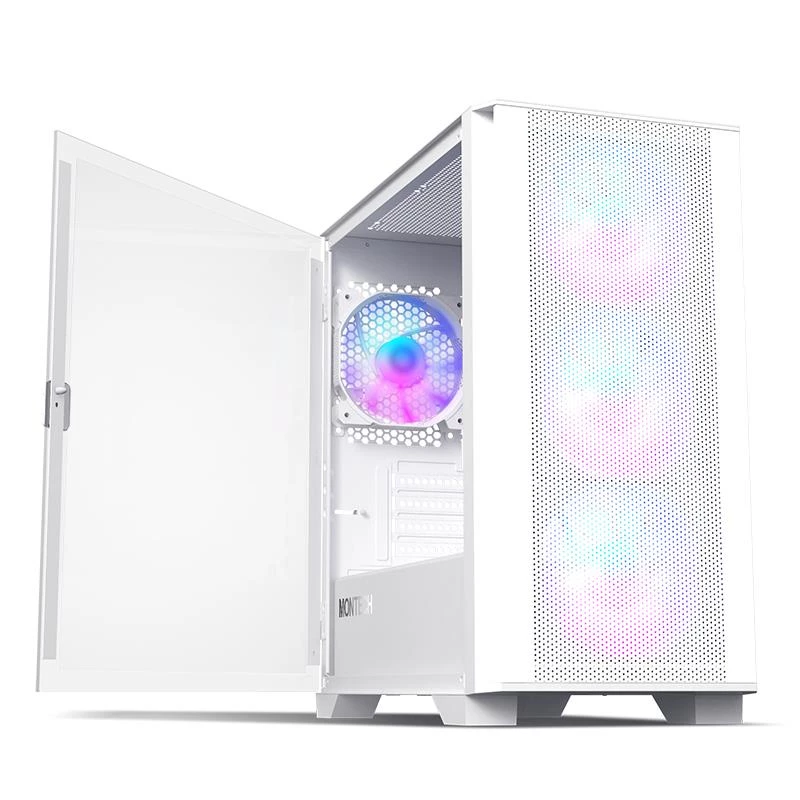Montech AIR 100 ARGB MICRO-ATX Tower with Four ARGB Fans Pre Installed, Ultra-Minimalist Design, Fine Mesh Front Panel, High Airflow, Unique Side