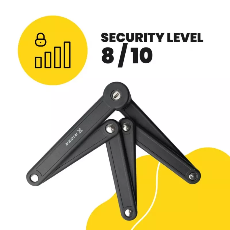 Folding bike lock MANTA XR00FL01 — segmented design for frame mounting