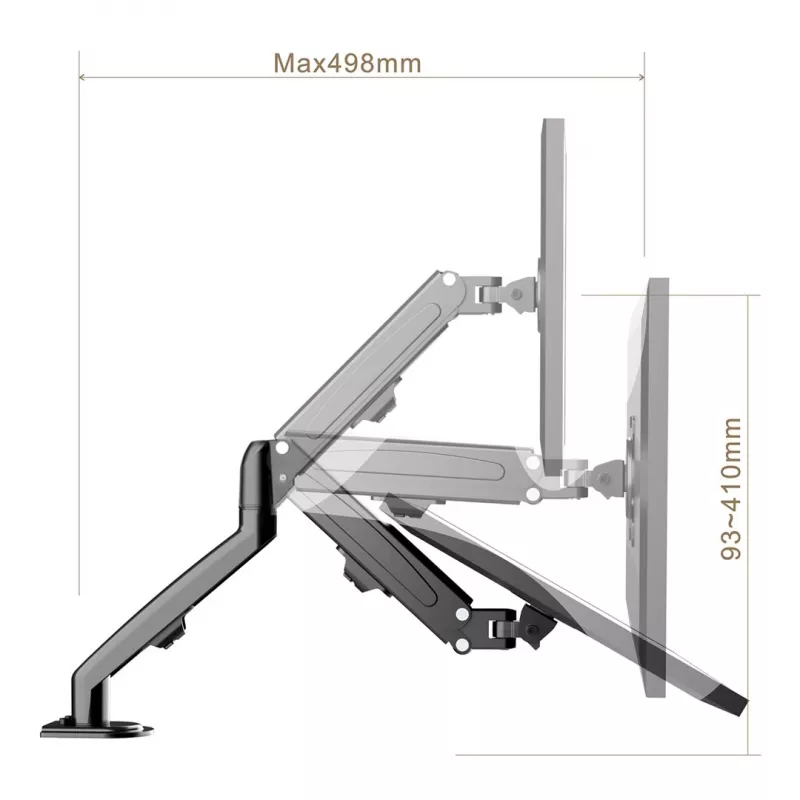 Maclean MC-860N Monitor Mount, with Gas Spring, 13-27, 8 kg, Black