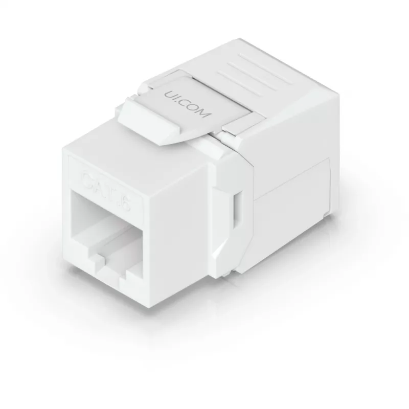 UBIQUITI CAT6 KEYSTONE JACK, 12-PACK. TOOLLESS KEYSTONE FOR TERMINATING A CAT6 ETHERNET JACK WITHOUT THE USE OF A PUNCH-DOWN OR CRIMPING TOOL